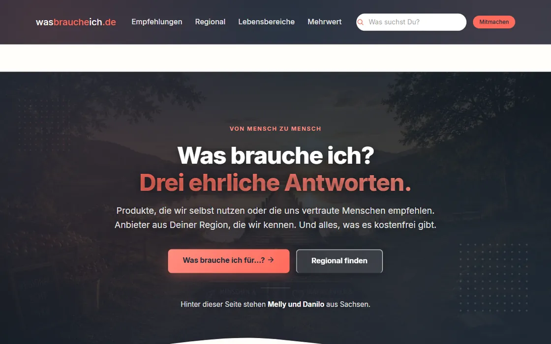 Startseite von wasbraucheich.de